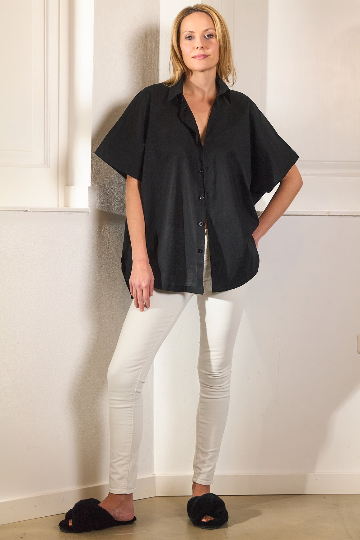 Gela - das Kimonohemd stylish in Schwarz