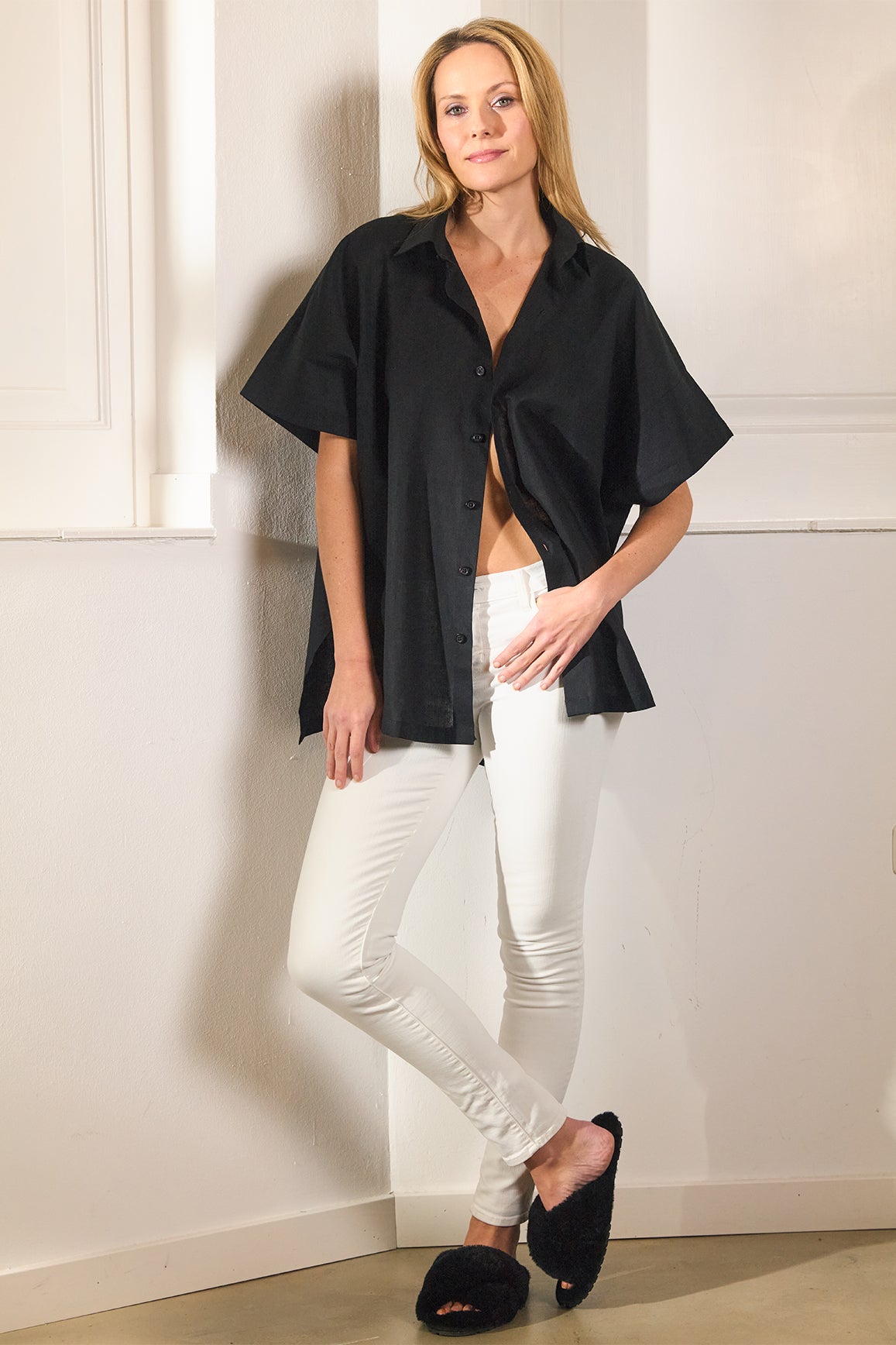 Gela - das Kimonohemd stylish in Schwarz