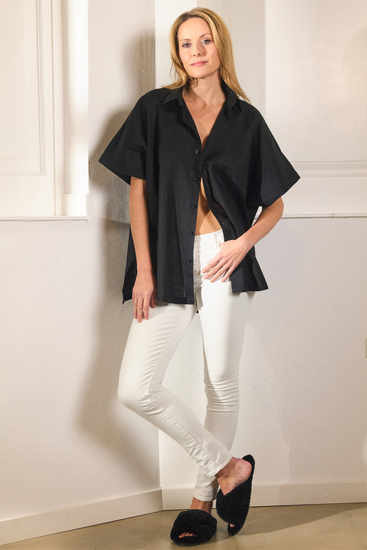 Gela - das Kimonohemd stylish in Schwarz