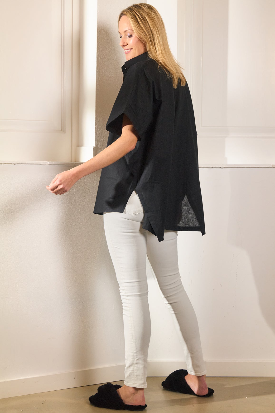 Gela - das Kimonohemd stylish in Schwarz