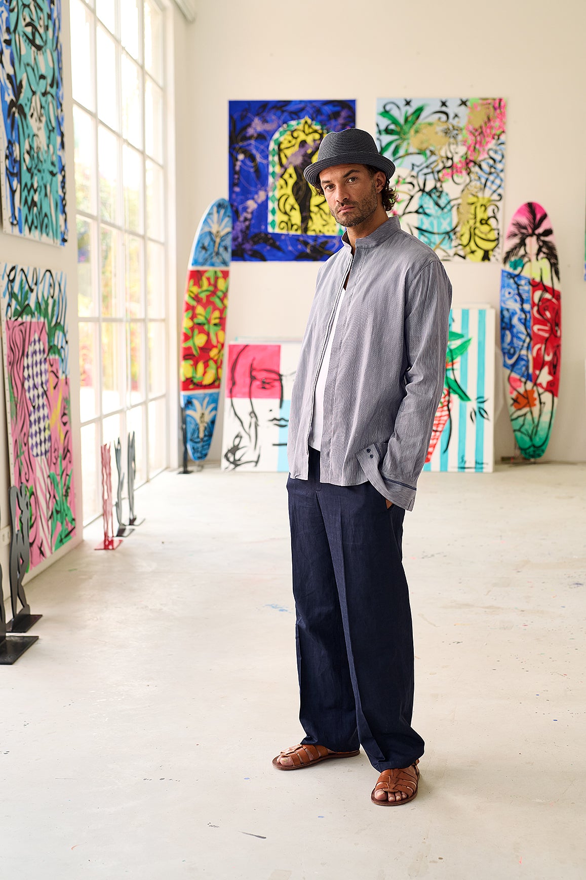 NEU: Menardo - Stehkragenhemd mit Seide - feingestreift mit Reißverschluss