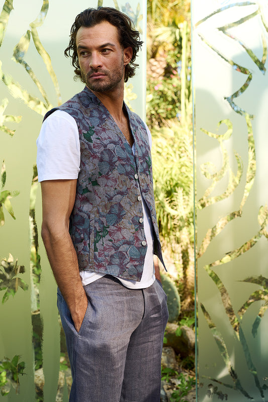 NEU: Belfiore – Leinenweste floral bedruckt