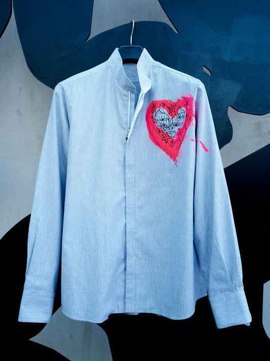 Nebia – Reißverschlusshemd handbemalt von Stefan Szczesny