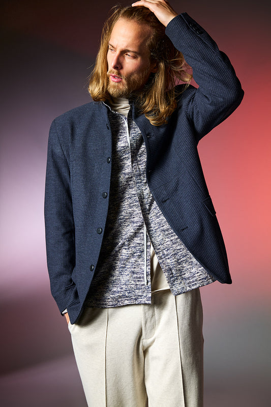 Cavone - Stehkragensakko in Patchwork-Optik