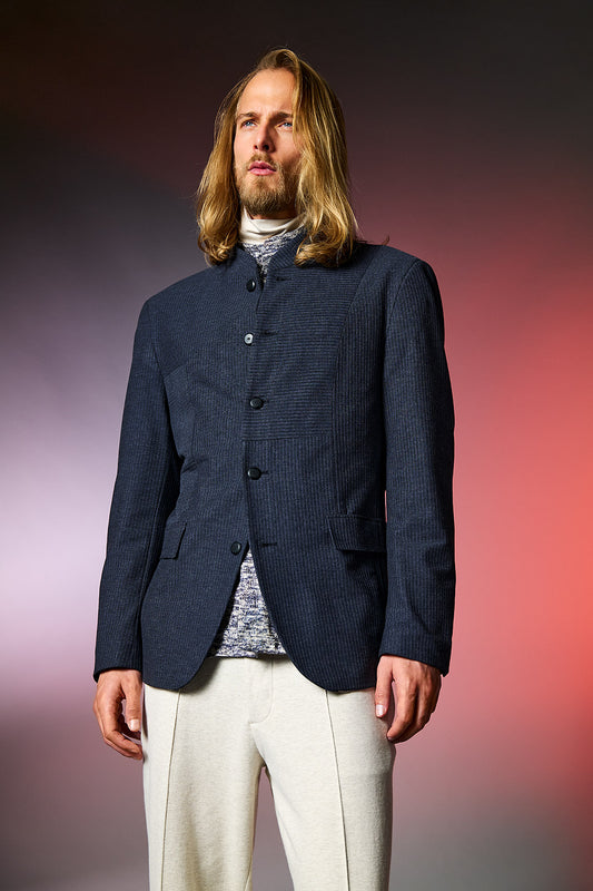 Cavone - Stehkragensakko in Patchwork-Optik