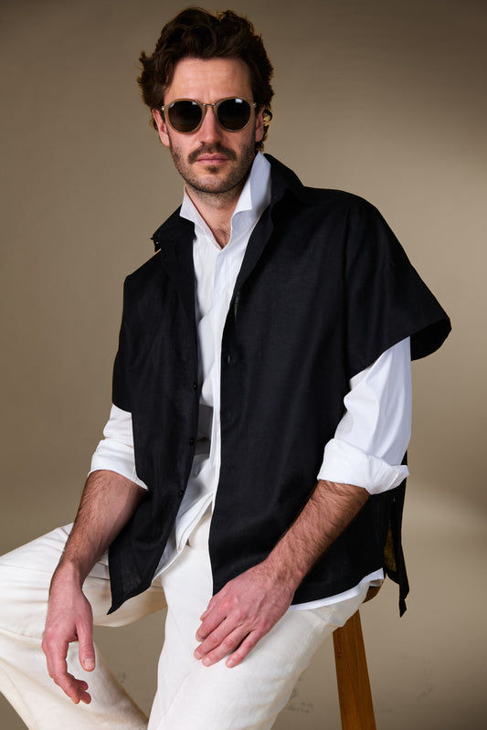 Gela - das Kimonohemd stylish in Schwarz