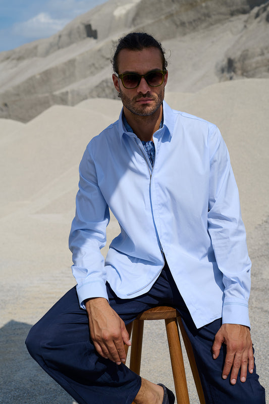 Imola - Hemd mit Reißverschluss – jetzt in zeitlosem Hellblau