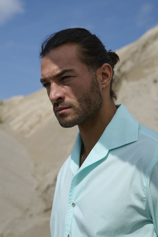 Noto - Hemd mit Reverskragen in Türkis