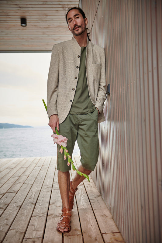 Zibibbo - Stehkragensakko aus Jersey im Vanilleton