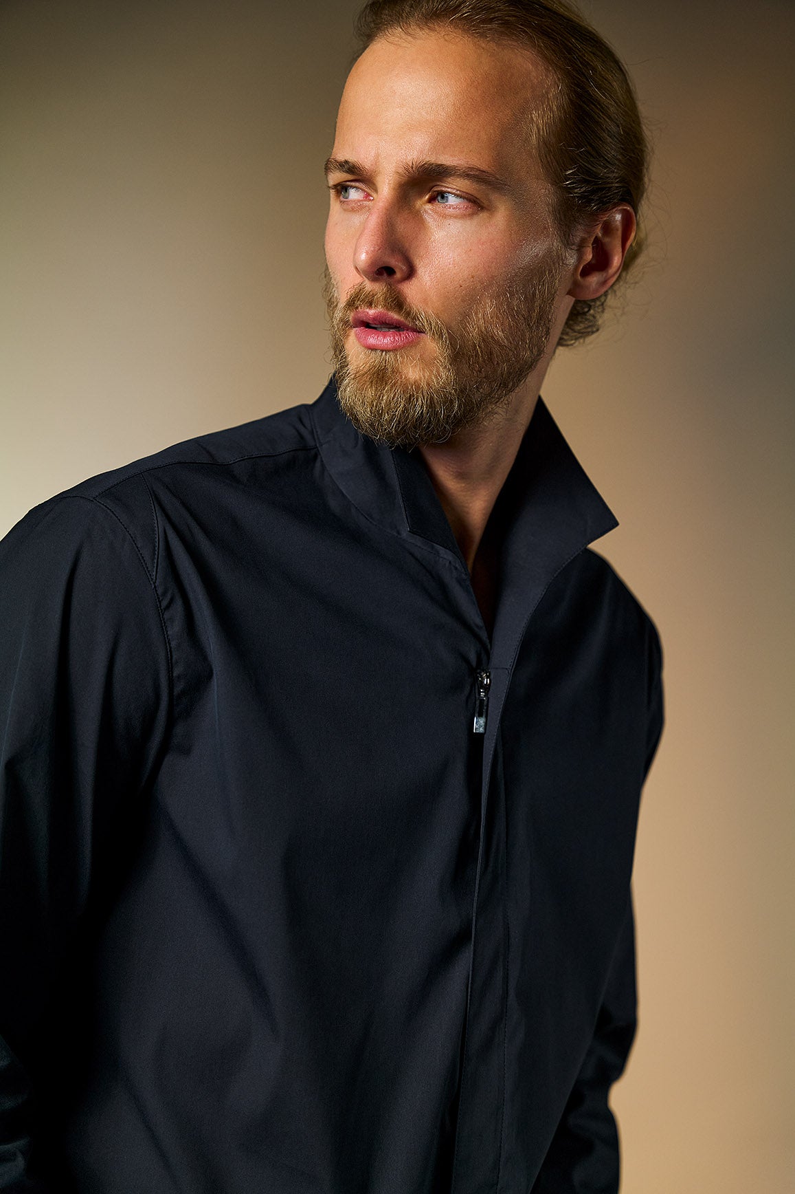 Sangro schwarz - Reißverschlusshemd mit Resort-Kragen