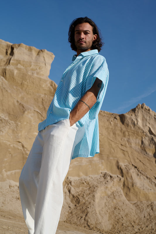 Trapani - das styilsche Kimonohemd in Türkis