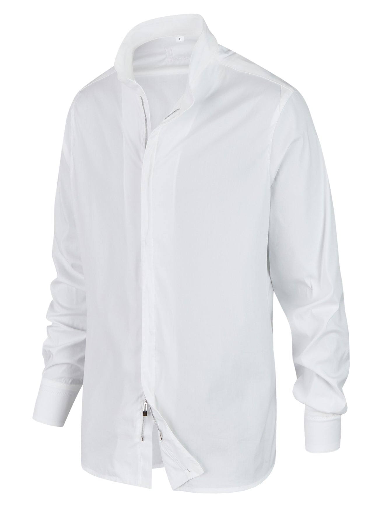 Montand - Stehkragenhemd weiß mit Reißverschluss
