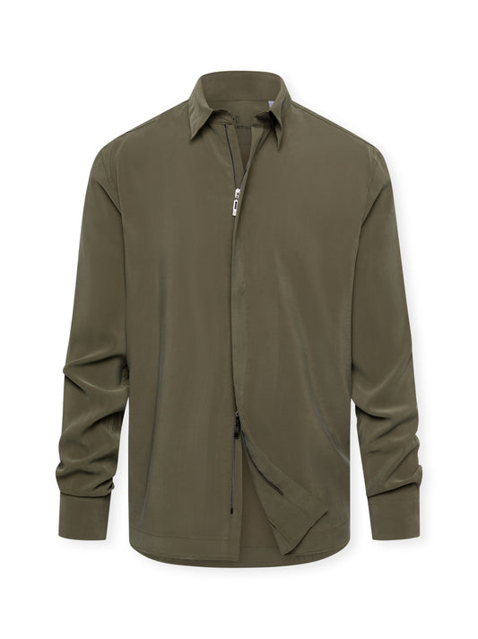 Popolo - Reißverschluss-Hemdjacke aus Tencel