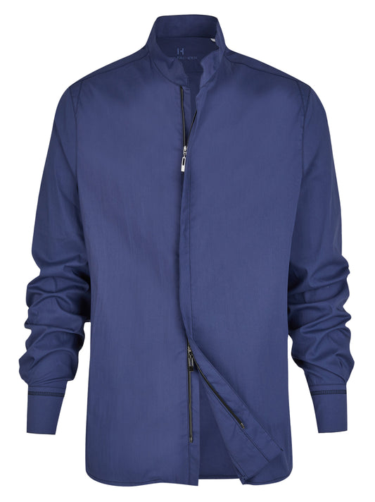 Zamboni - magisches Reißverschlusshemd in italienischem Blau