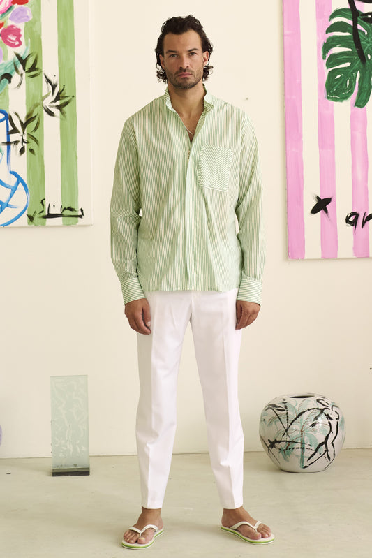 NEU: Pallarea – Streifen-Reißverschlusshemd mit grafischer Brusttasche