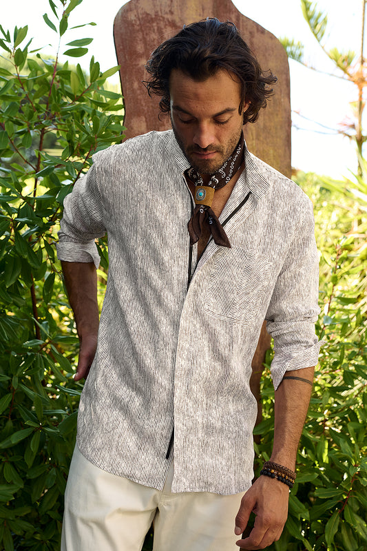 NEU: Mendoza – Leinenhemd mit Reißverschluss und Brusttasche