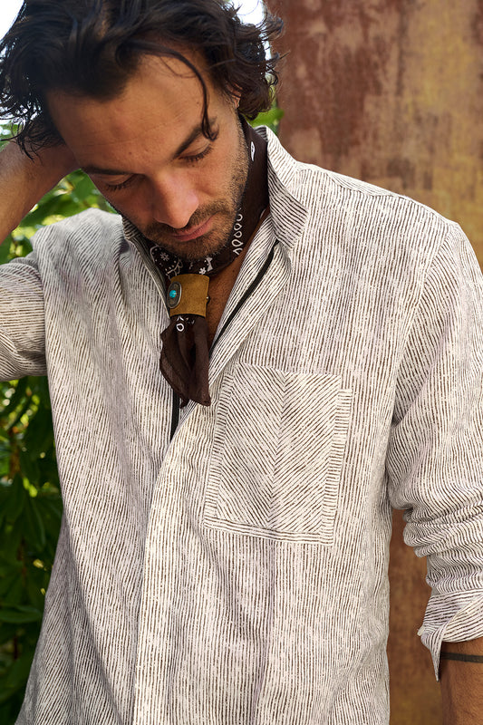 NEU: Mendoza – Leinenhemd mit Reißverschluss und Brusttasche