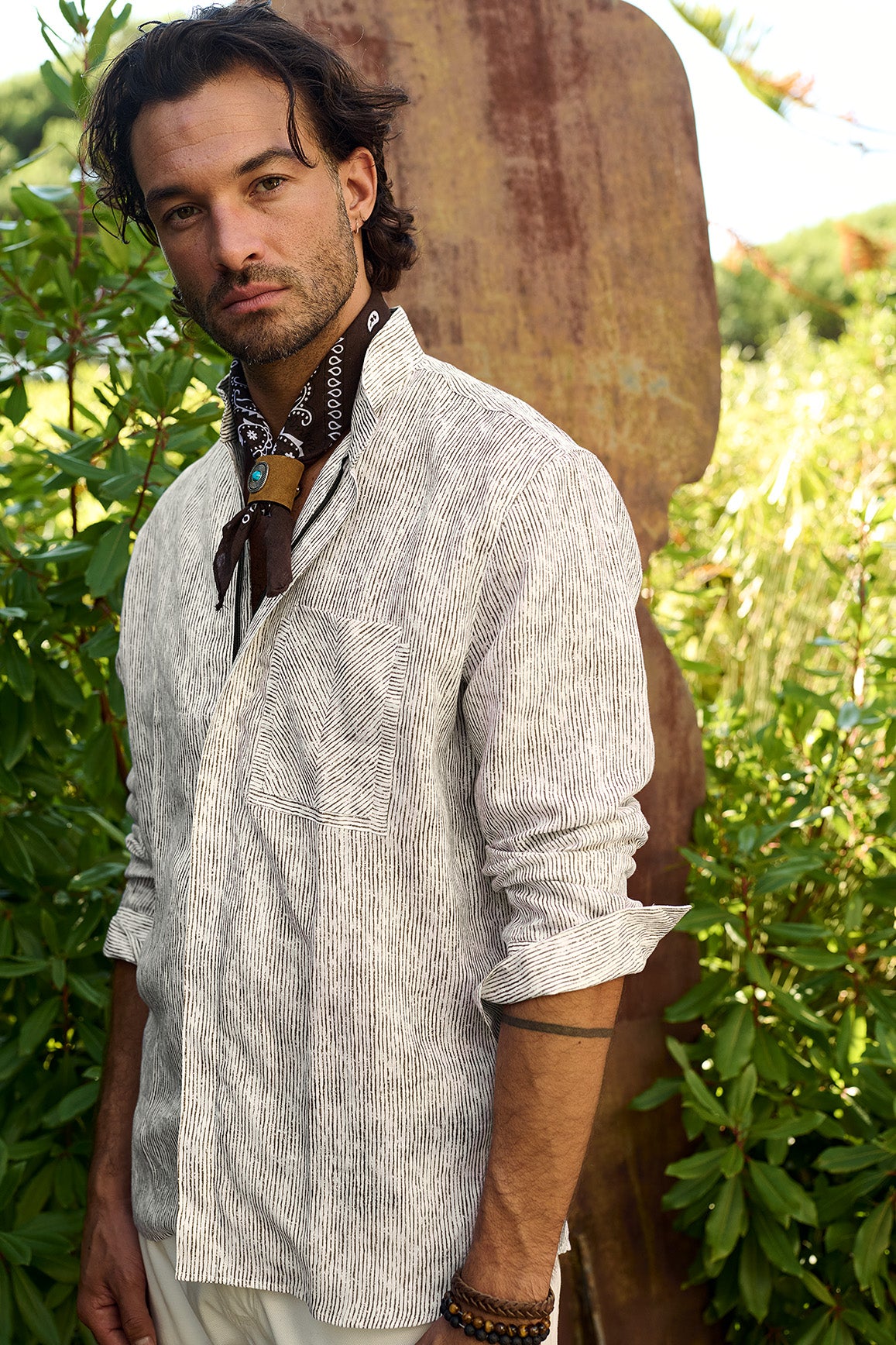 NEU: Mendoza – Leinenhemd mit Reißverschluss und Brusttasche