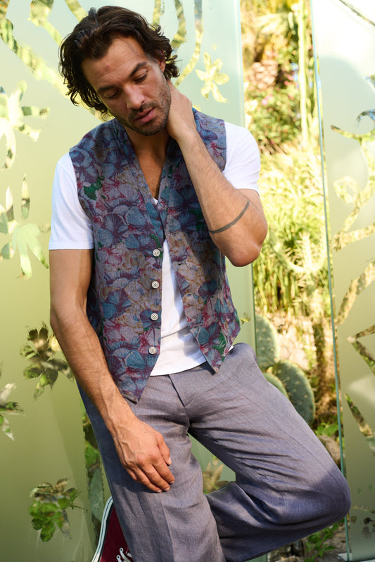 NEU: Belfiore – Leinenweste floral bedruckt