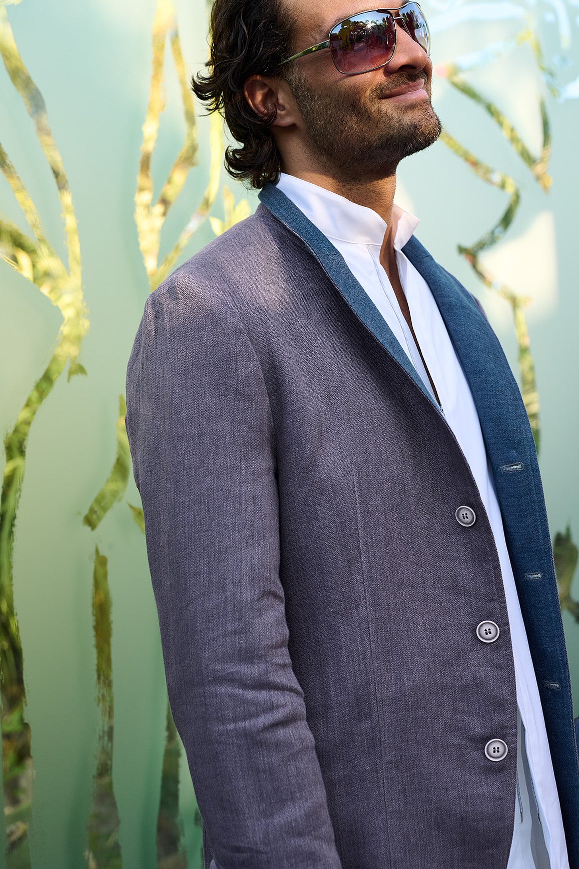 NEU: Salassi - Stehkragensakko aus Leinen in Doubleface-Optik