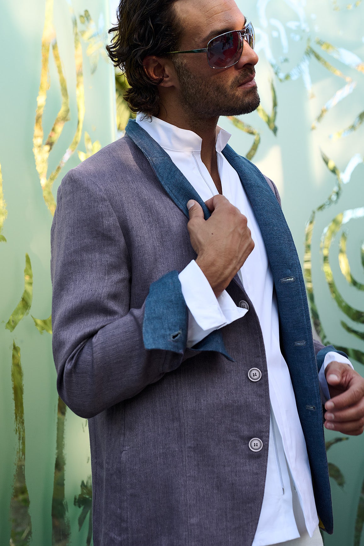 NEU: Salassi - Stehkragensakko aus Leinen in Doubleface-Optik