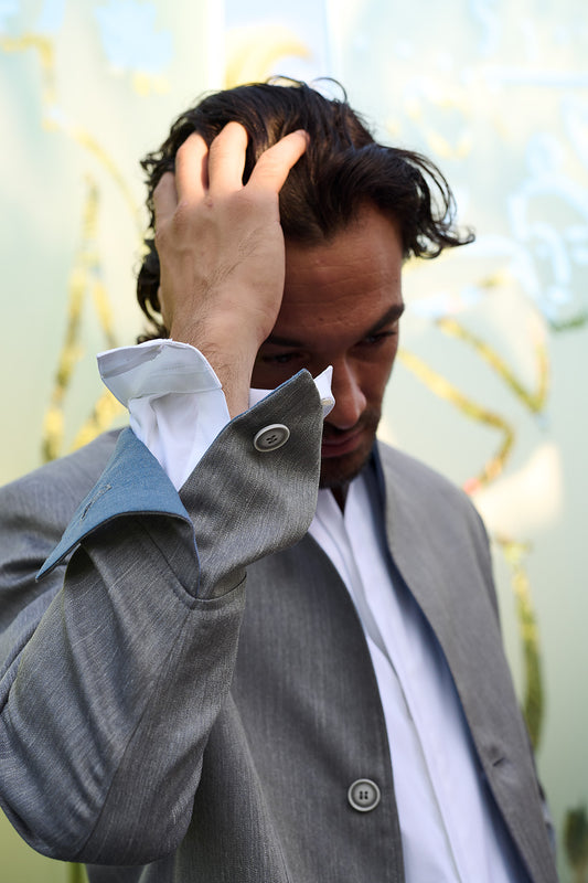 NEU: Baronale - Stehkragensakko - aus Wolle-Seide-Leinen