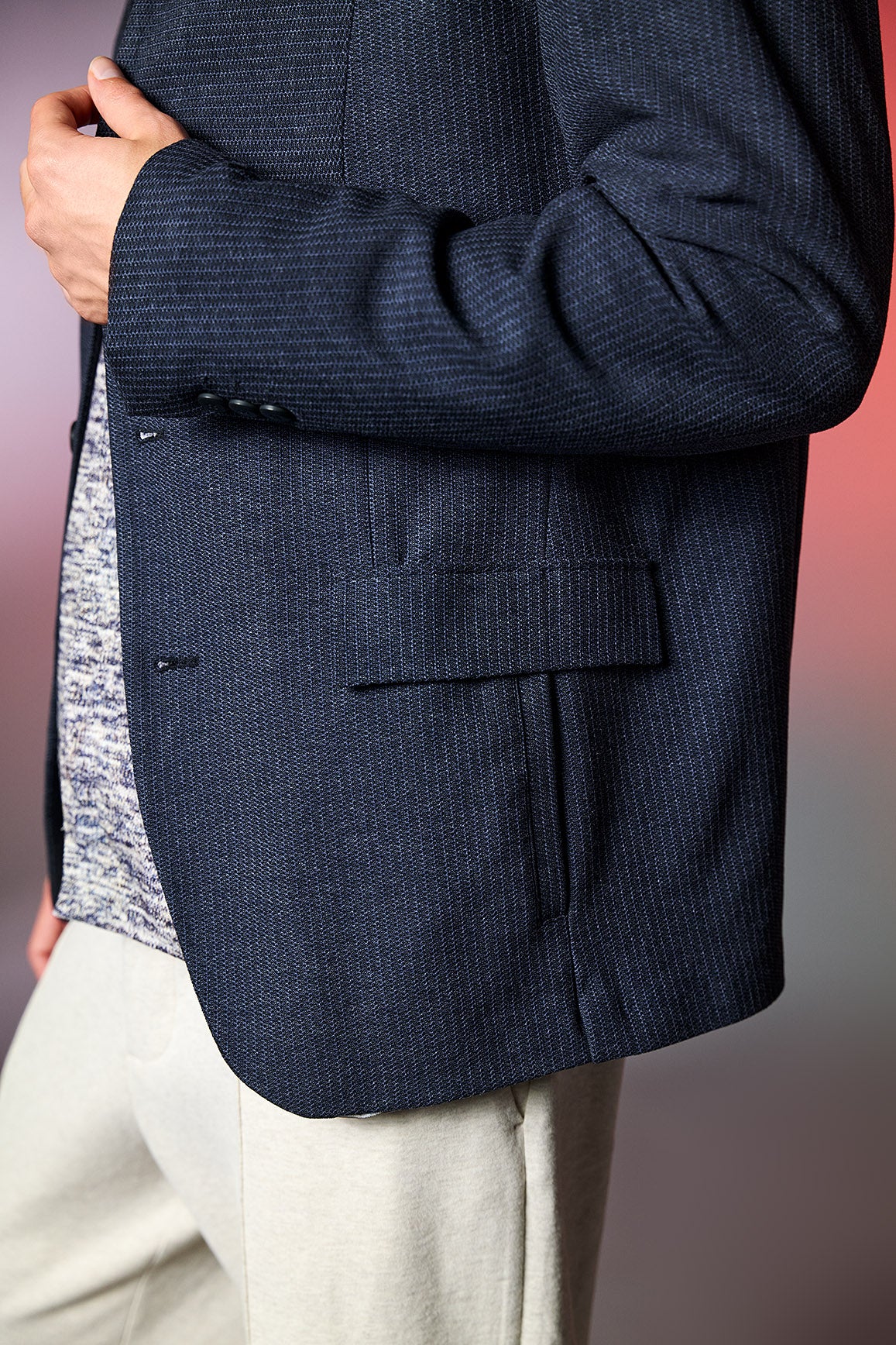 Cavone - Stehkragensakko in Patchwork-Optik