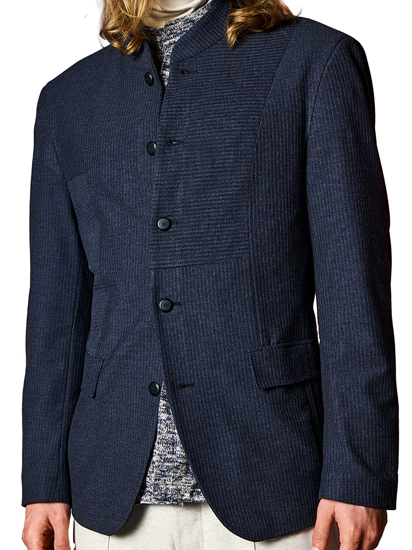 Cavone - Stehkragensakko in Patchwork-Optik