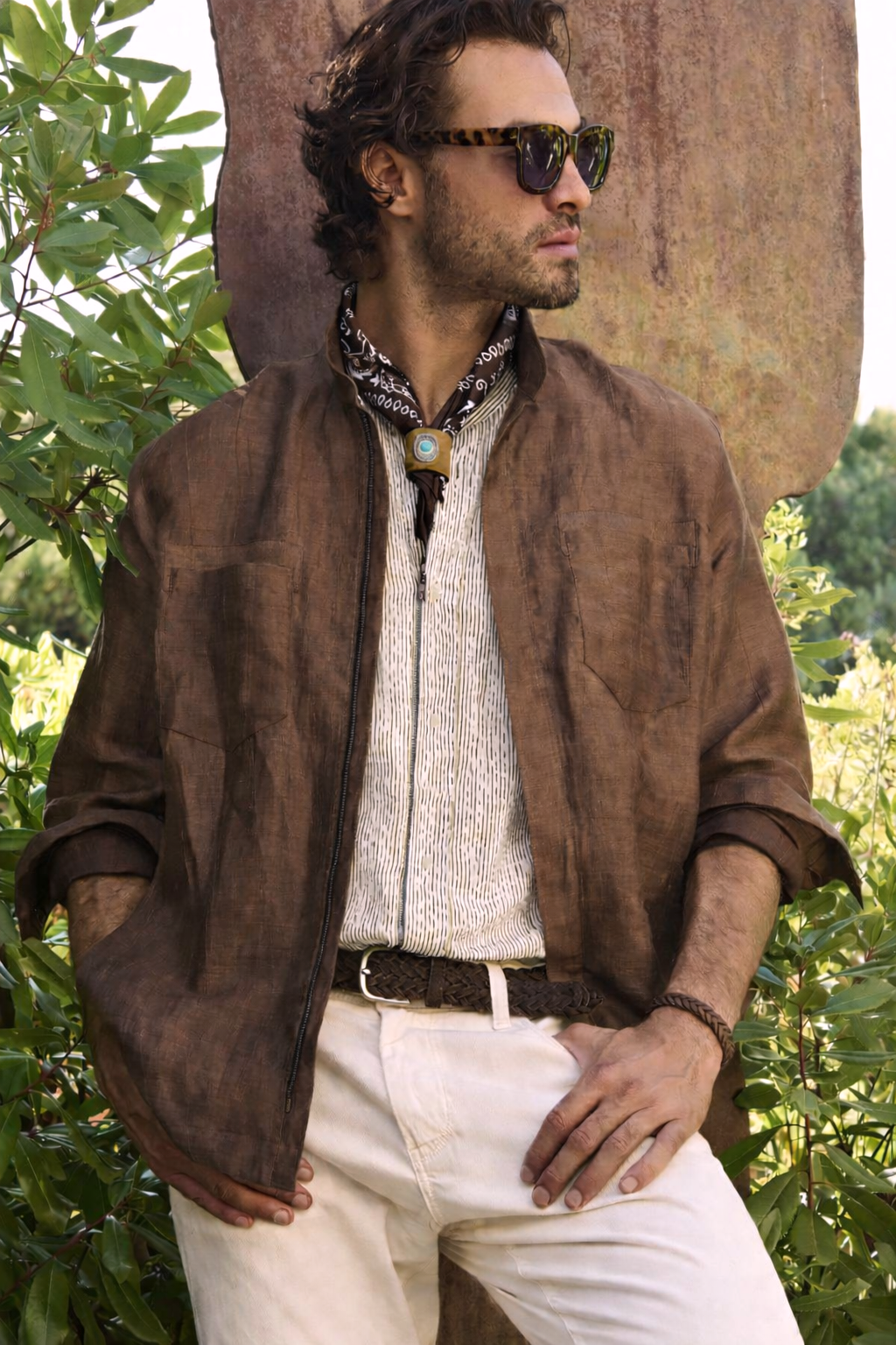 NEU: Ursino – Hemdjacke aus Leinenmischung mit Reißverschluss und Stehkragen