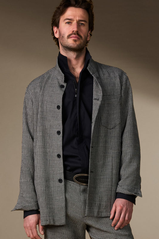 Mineo - Hemdjacke in creppigem Pepita