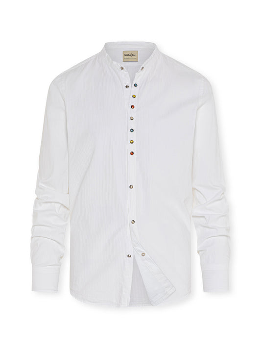 Hypnos - weißes Hemd mit bunten Druckern - von SOLO LUI